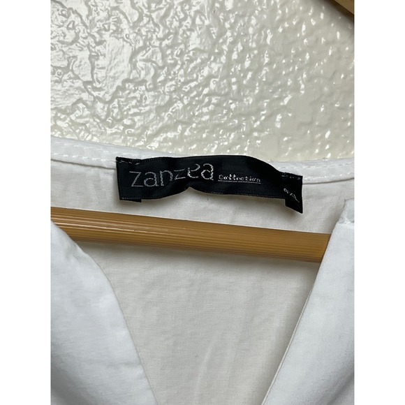 Tiered V Neck Short Sleeve Midi Dress Women's 4XL White Beach Boho Coastal - Picture 3 of 14